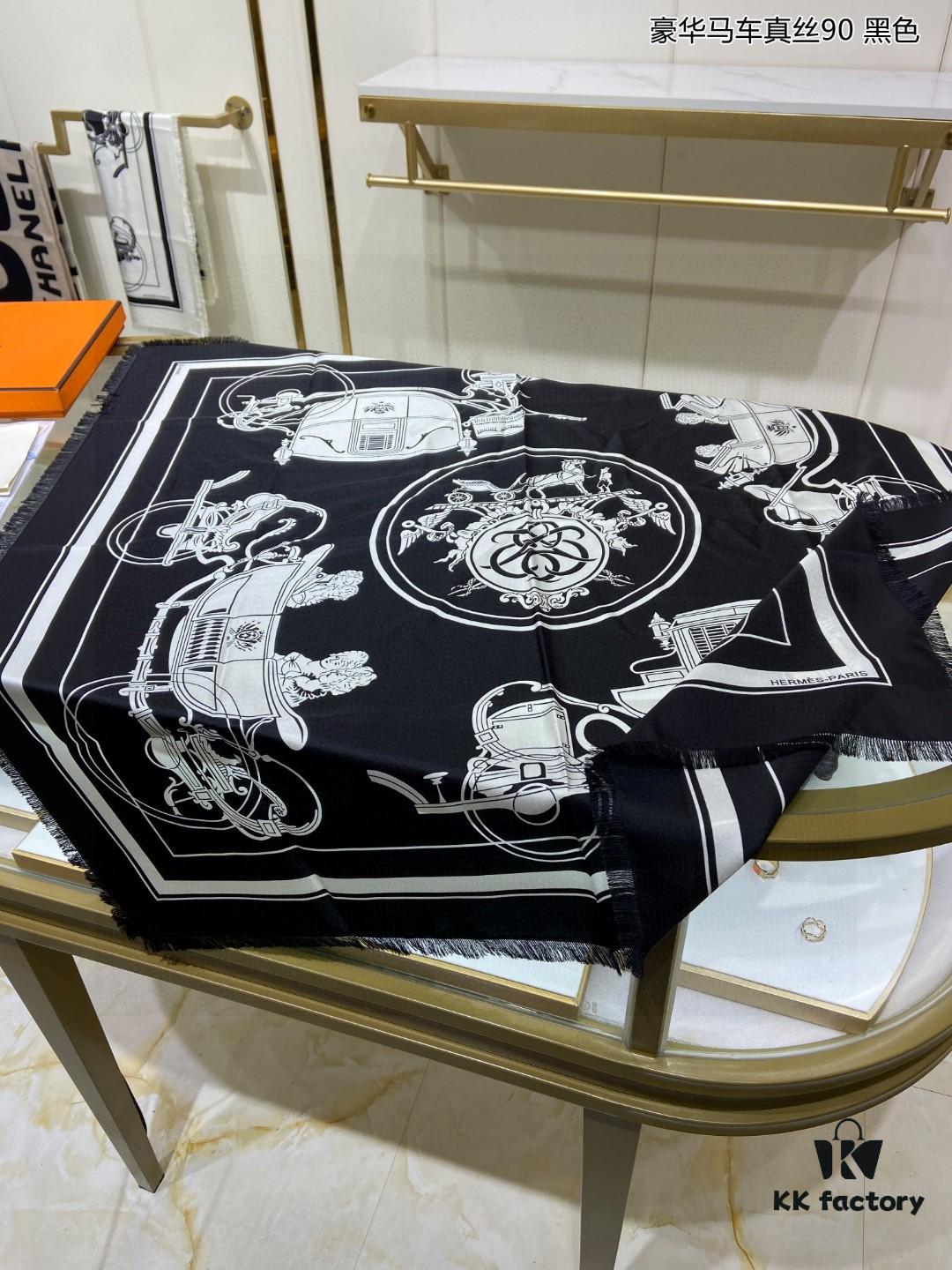 6930ab1e6e68136f4d9acc3f Luxury Custom 90cm x 90cm Pure Silk Square Scarf - Real Silk Carriage Design, 100% High-Grade 18 Momme Twill Silk, Double-Sided Same Color, Top Craftsmanship