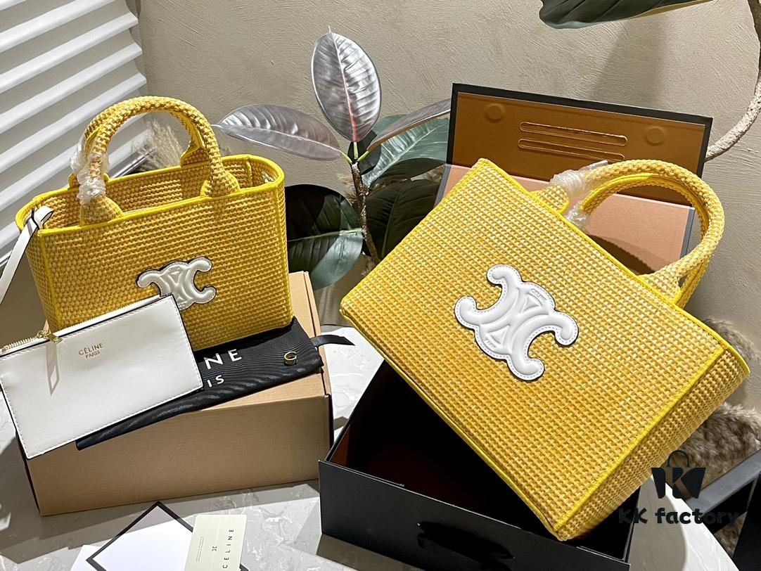 6930ab746e68136f4d9accdb Celine Wicker Tote Bag 'Vegetable Basket' - Handwoven Raffia Beach Bag for Vacation Photography