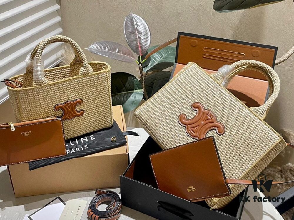 6930ab756e68136f4d9accdd Celine Wicker Tote Bag 'Vegetable Basket' - Handwoven Raffia Resort Bag 2024