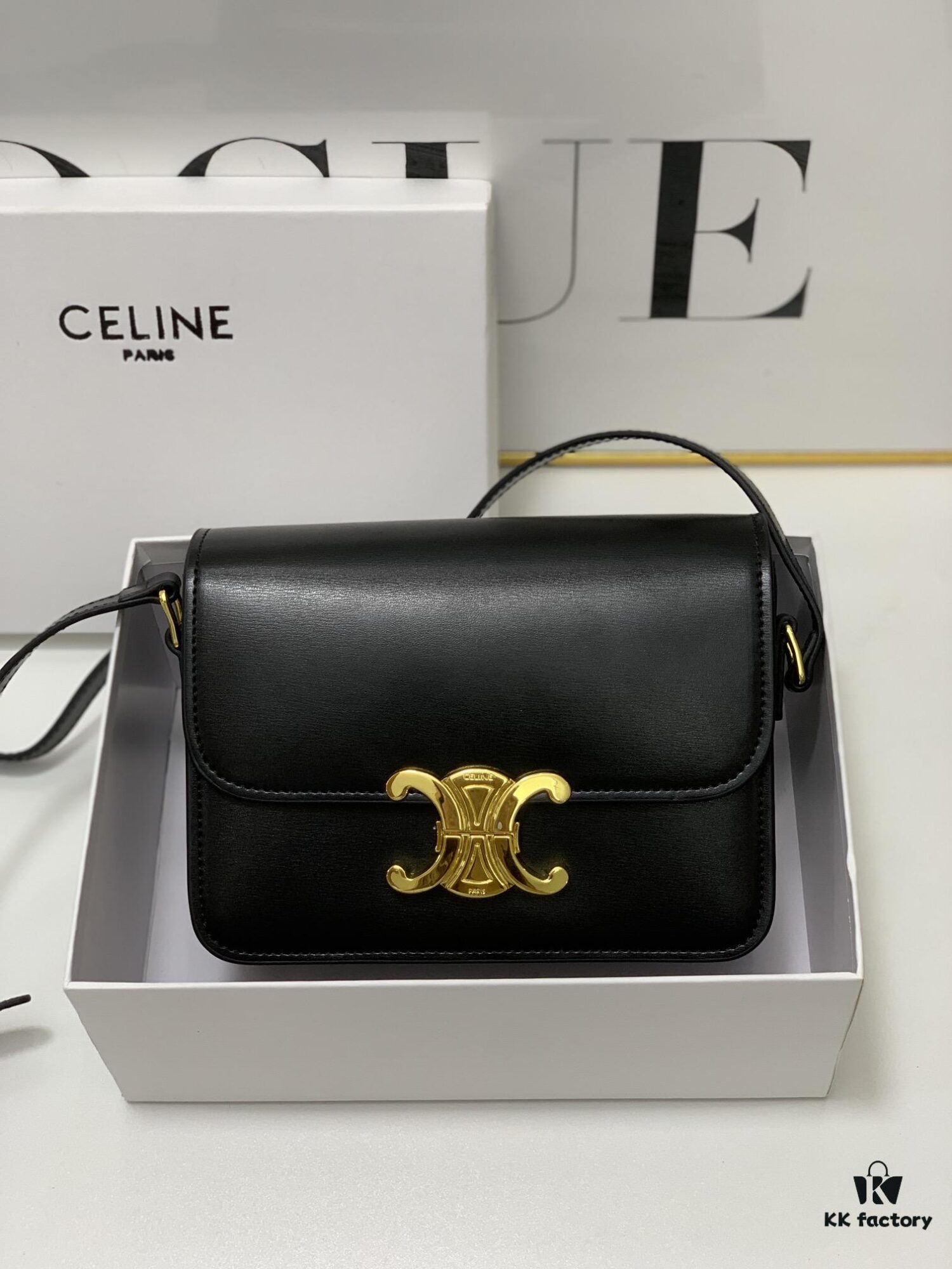 6930ab8c6e68136f4d9acd0c Celine Triomphe Hand-Rubbed Calfskin Shoulder Bag