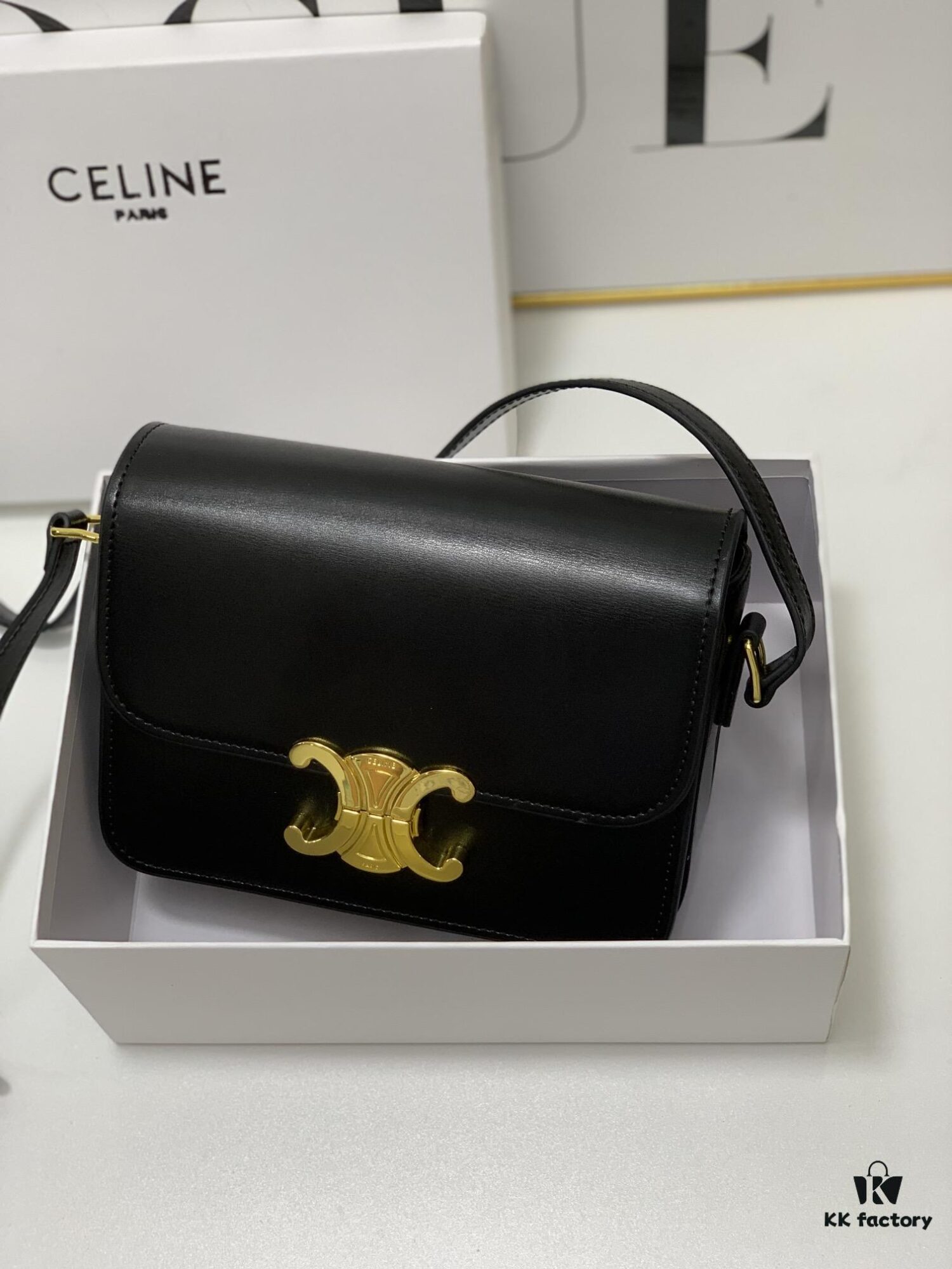 6930ab8d6e68136f4d9acd0d Celine Triomphe Hand-Rubbed Calfskin Shoulder Bag