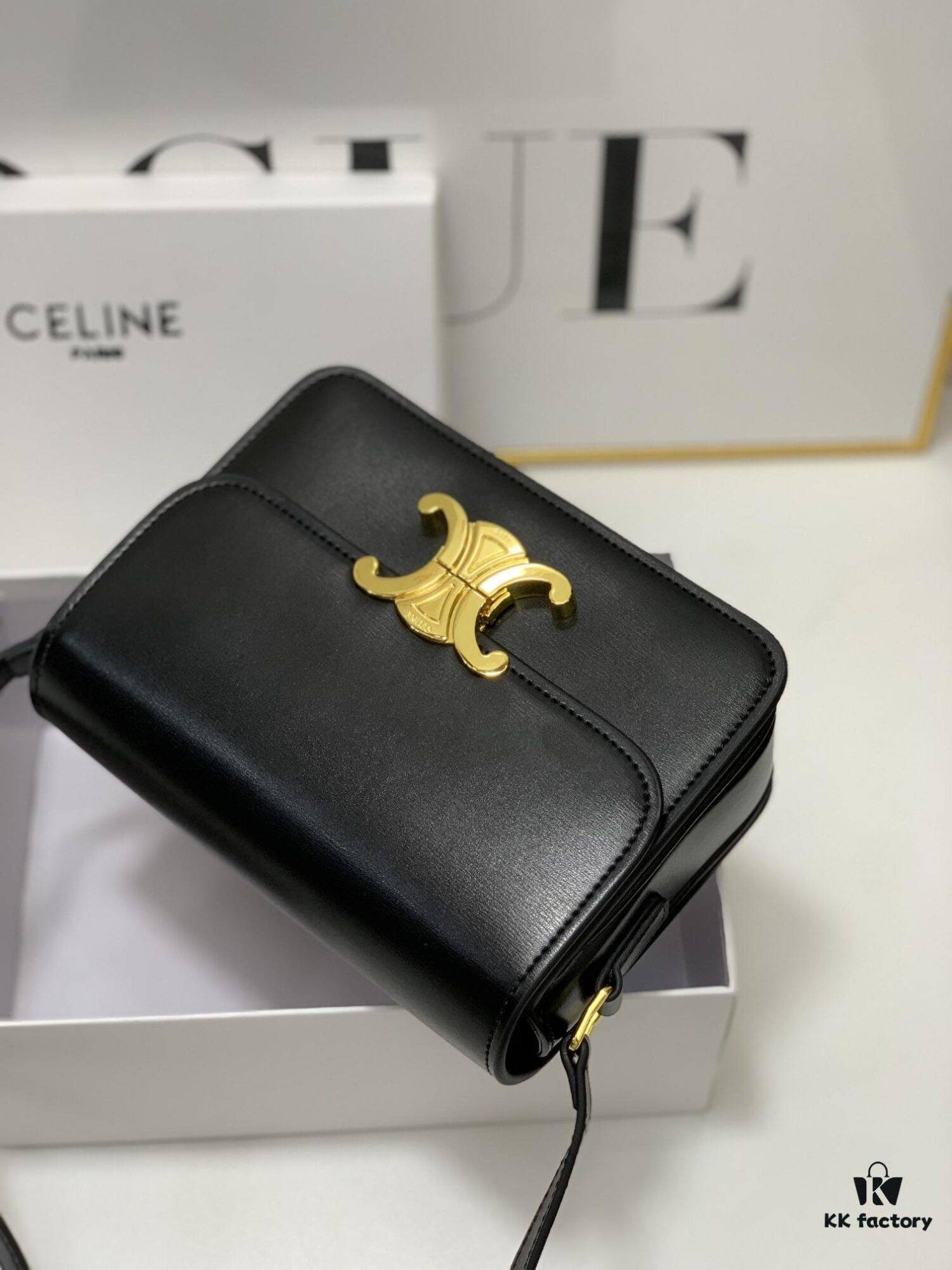 6930ab8f6e68136f4d9acd14 Celine Triomphe Hand-Rubbed Calfskin Shoulder Bag