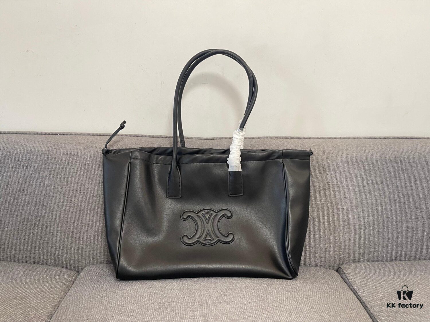 6930abb06e68136f4d9acd4a CELINE CABAS TRIOMPHE Large Drawstring Tote Bag in Soft Leather