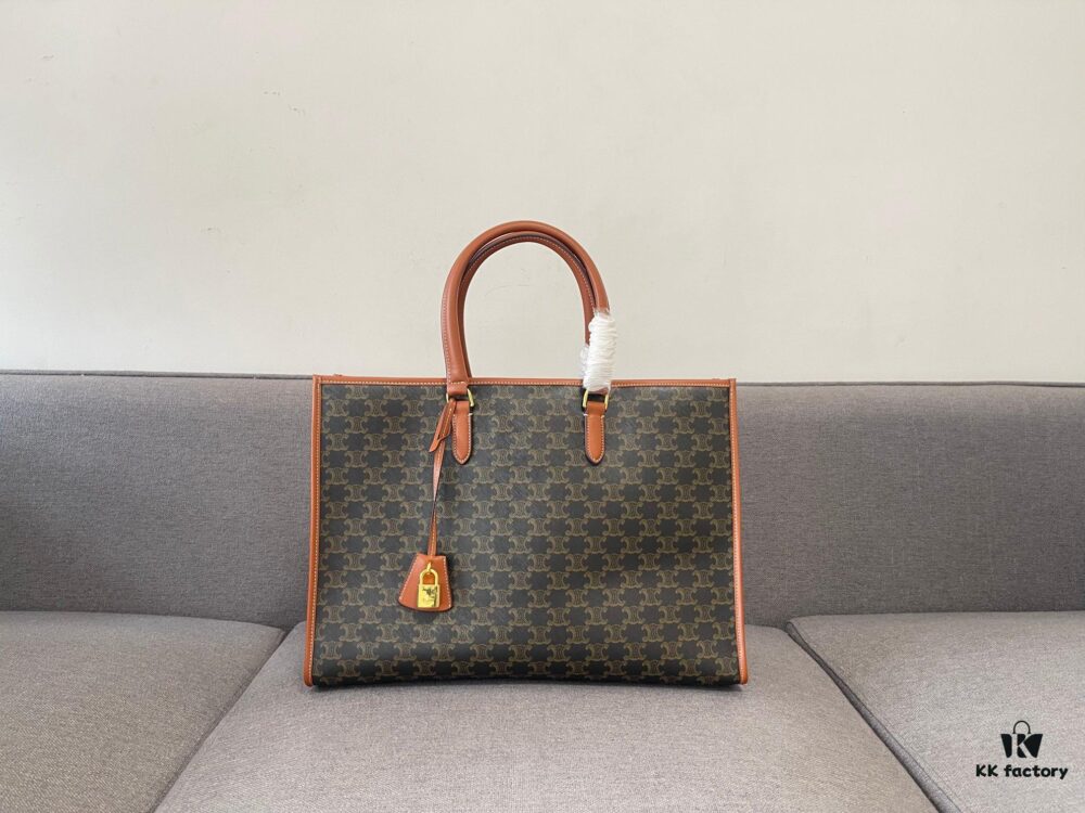 6930abbb6e68136f4d9acd5c Large CELENE TRIOMPHE Spring Horizontal CABAS Tote Bag, Versatile Classic Triumph Monogram Series, Stylish and Durable Calfskin & PVC Tote, Must-Have for Fashion Enthusiasts