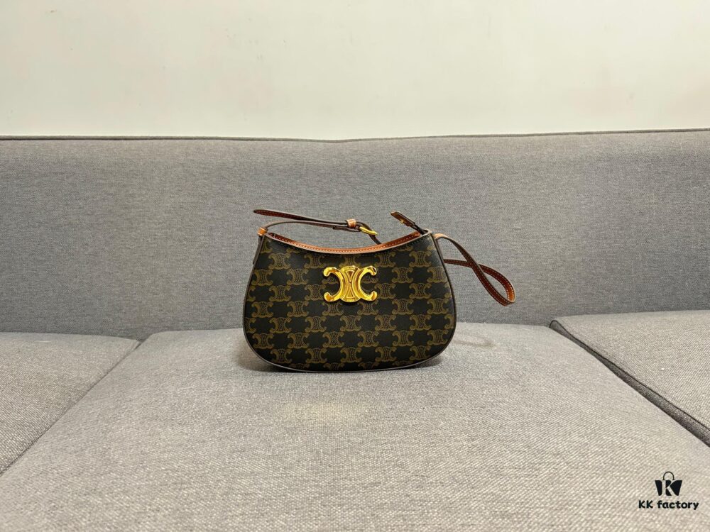 6930abf66e68136f4d9acdbe CELINE Triumph Arch TILLY Logo-Print Leather Handbag