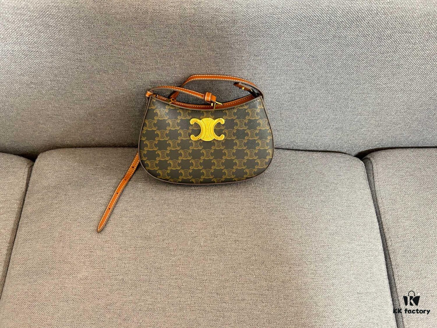 6930abf76e68136f4d9acdc0 CELINE Triumph Arch TILLY Logo-Print Leather Handbag
