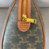 CELINE Small Triomphe Canvas Logo-Printed Calfskin Boston Bag