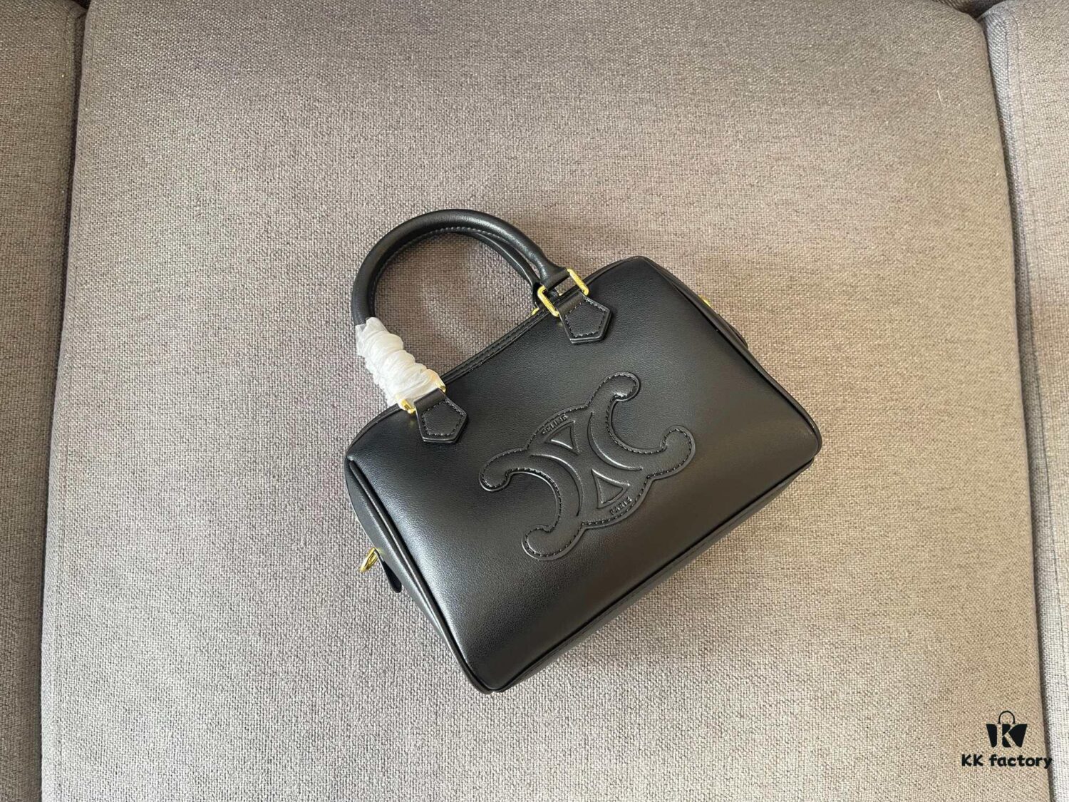 6930ac7e6e68136f4d9acea2 Celine Arc Triomphe Small Boston Pillow Bag in Leather and Fabric Materials
