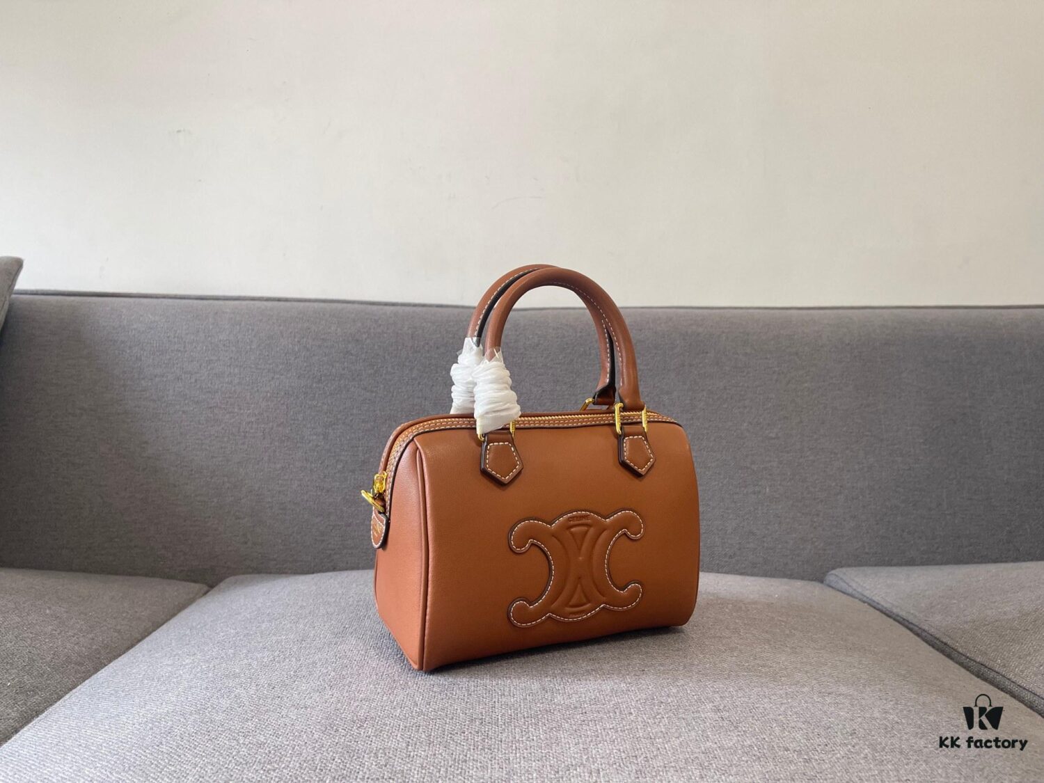 6930ac836e68136f4d9acea9 Celine Arcades Small Boston Pillow Bag in Leather and Fabric Materials