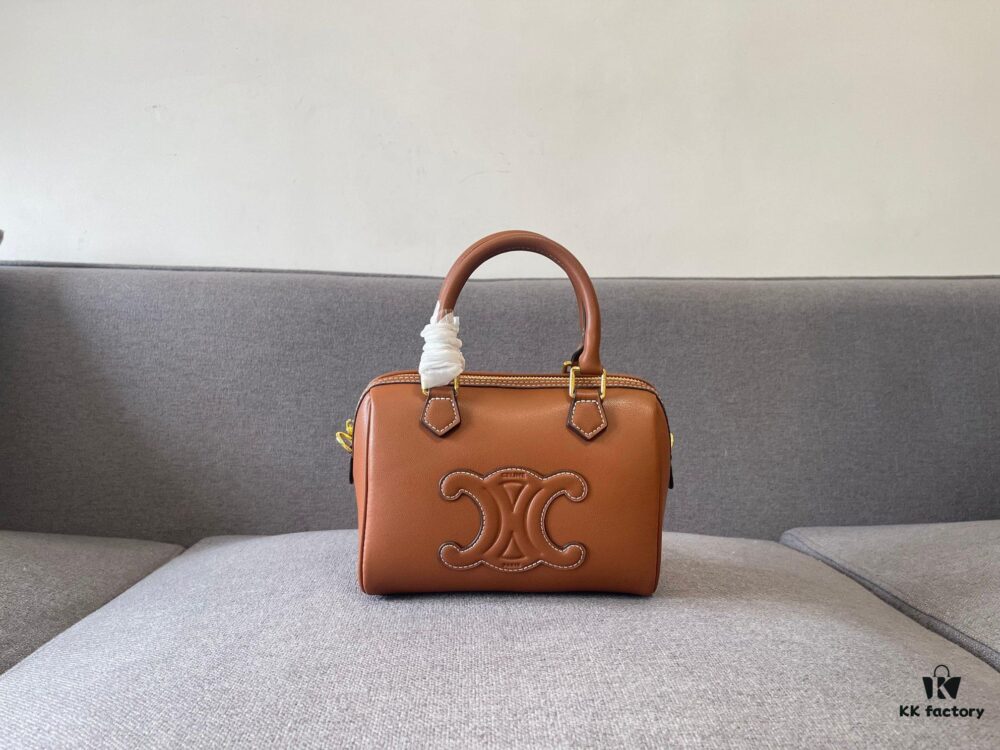 6930ac836e68136f4d9aceaa Celine Arcades Small Boston Pillow Bag in Leather and Fabric Materials