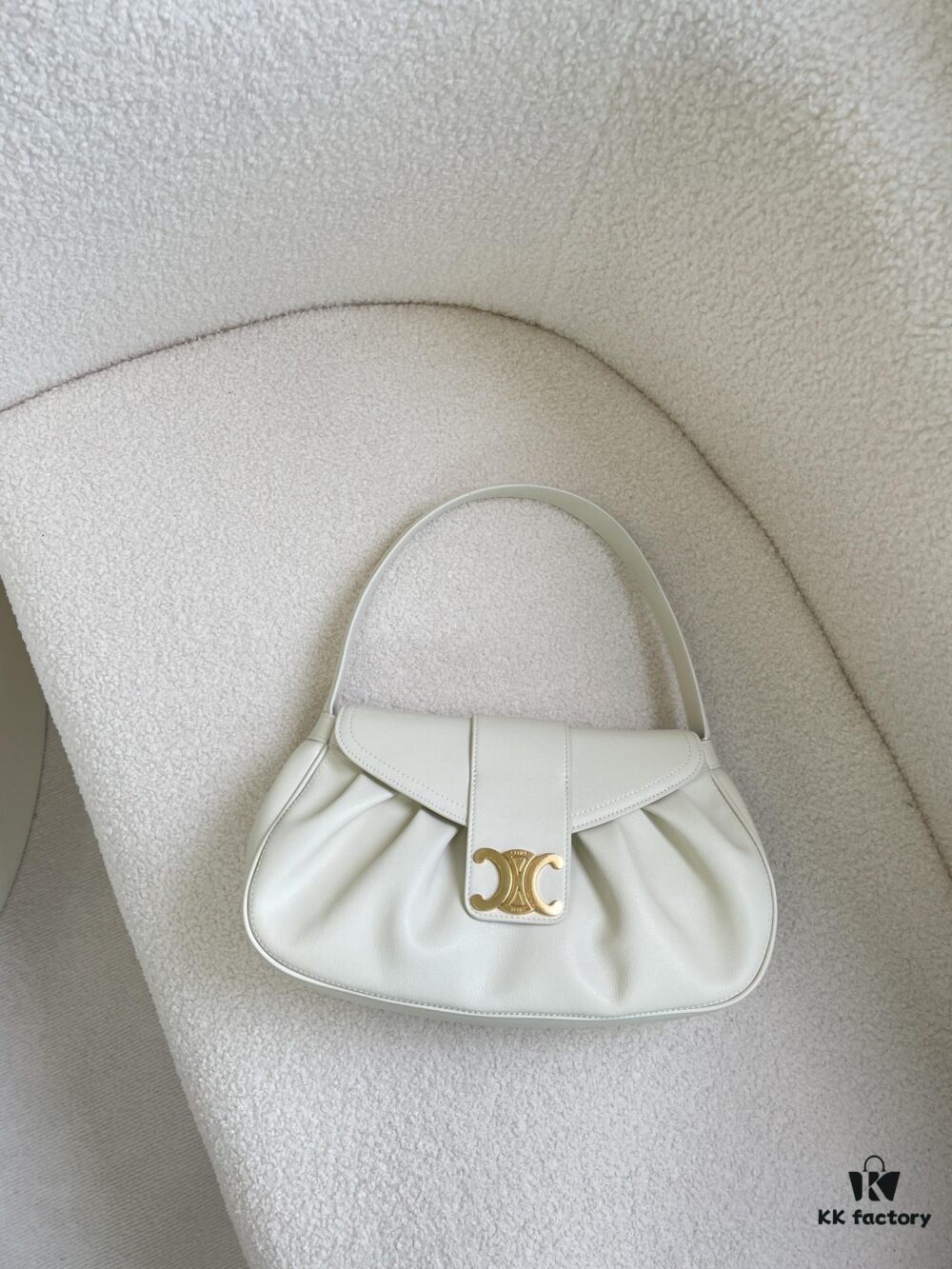 6930acc06e68136f4d9acf0d CELINE Spring/Summer New Arrival POLLY Bag - Iconic Triomphe Logo, Wave-Curved Bottom, Flap Envelope Design, Lambskin Lining, Gold-Tone Hardware