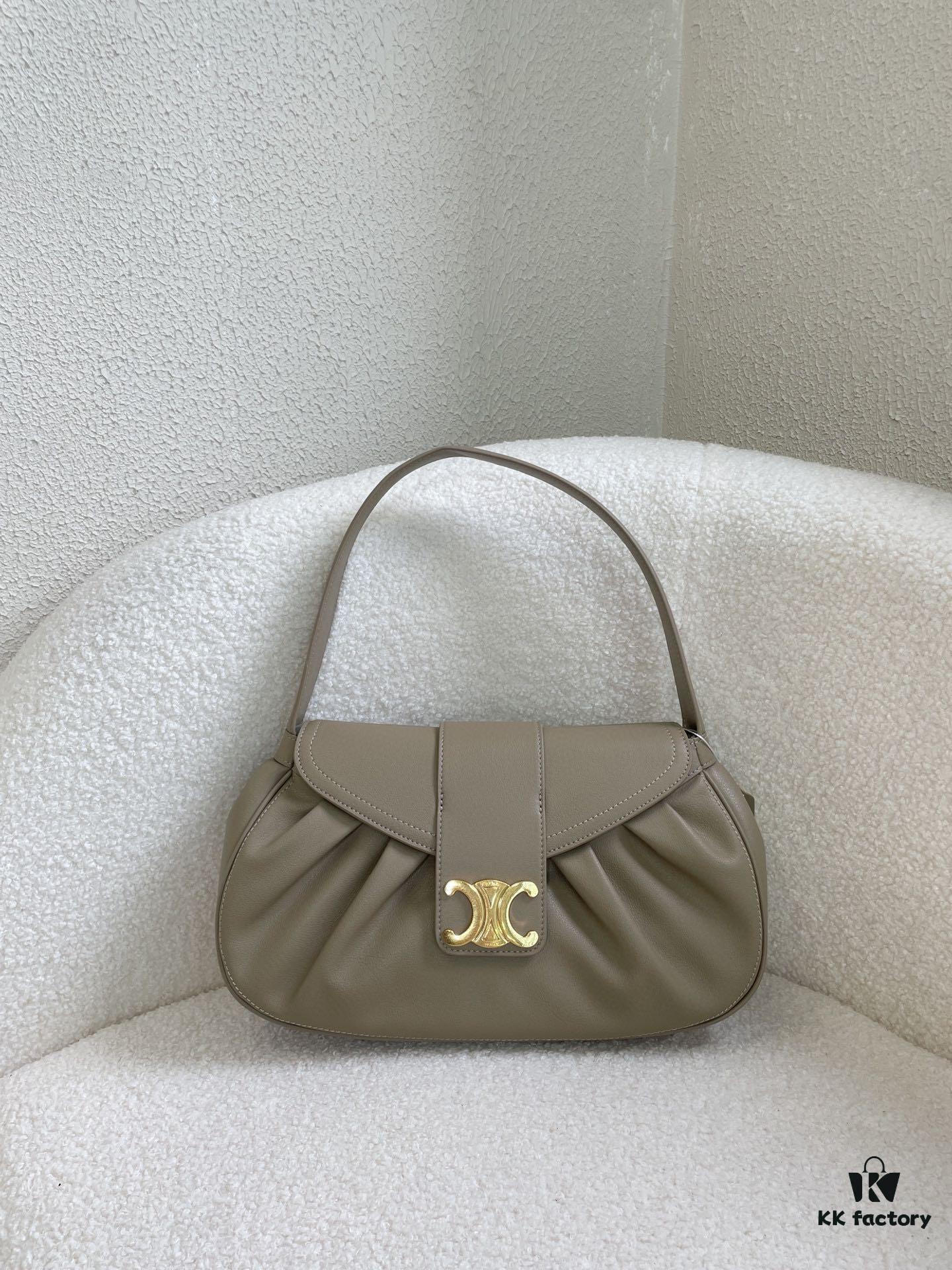 6930acc66e68136f4d9acf17 CELINE Spring-Summer Collection New Release POLLY Bag - Iconic Triomphe Logo, Wave-Bottom Design, Lambskin Lining, Magnetic Closure, Dual Carry Options