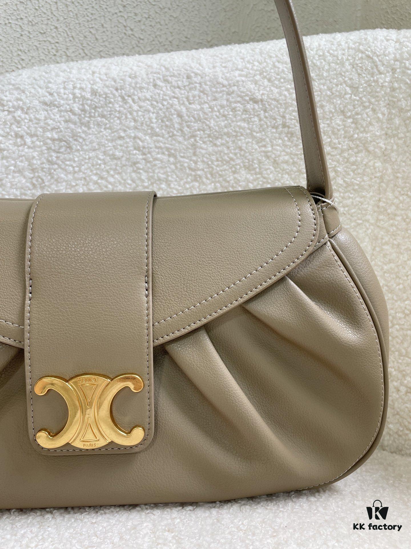6930acc86e68136f4d9acf1b CELINE Spring-Summer Collection New Release POLLY Bag - Iconic Triomphe Logo, Wave-Bottom Design, Lambskin Lining, Magnetic Closure, Dual Carry Options