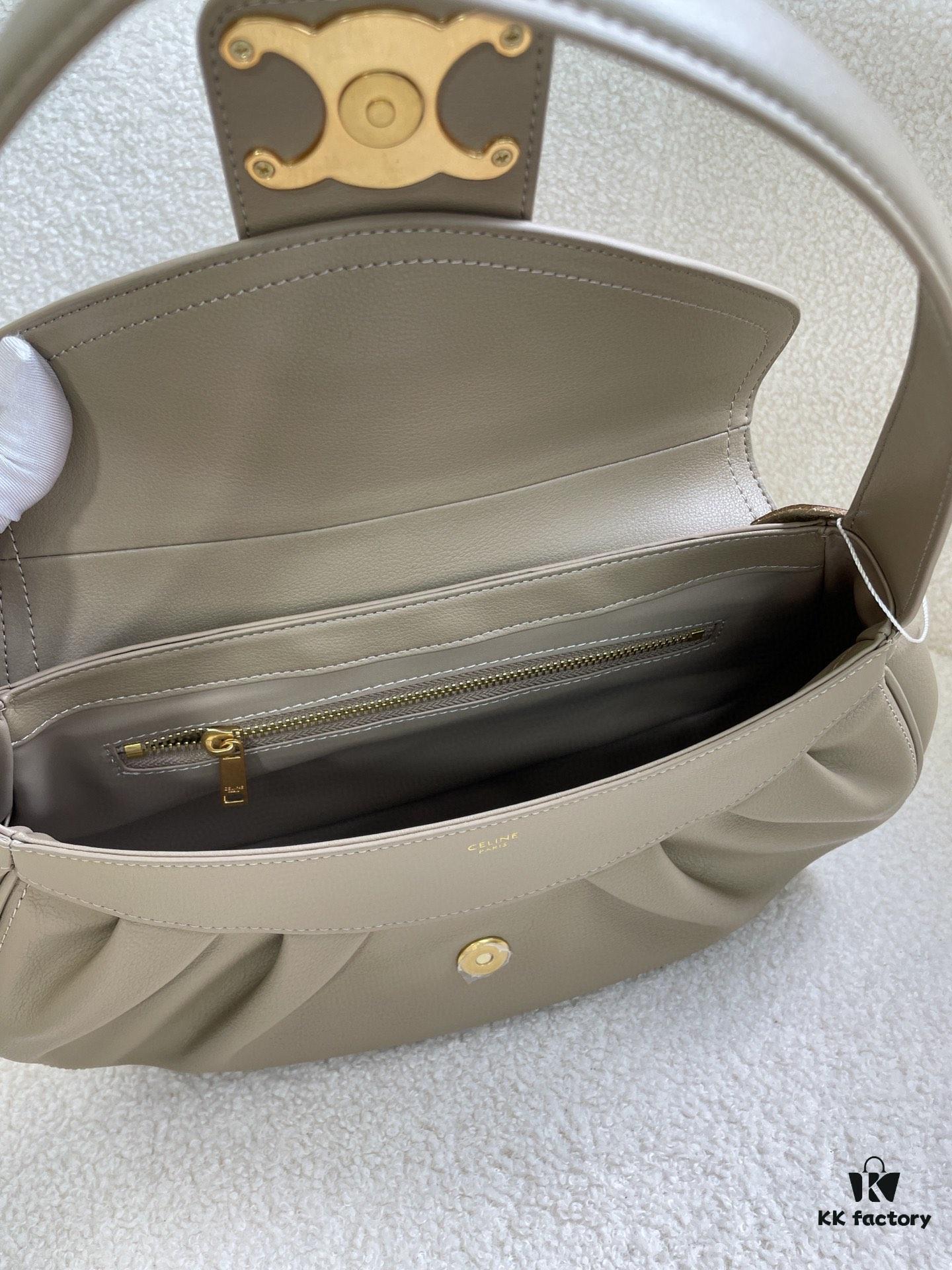 6930accb6e68136f4d9acf20 CELINE Spring-Summer Collection New Release POLLY Bag - Iconic Triomphe Logo, Wave-Bottom Design, Lambskin Lining, Magnetic Closure, Dual Carry Options