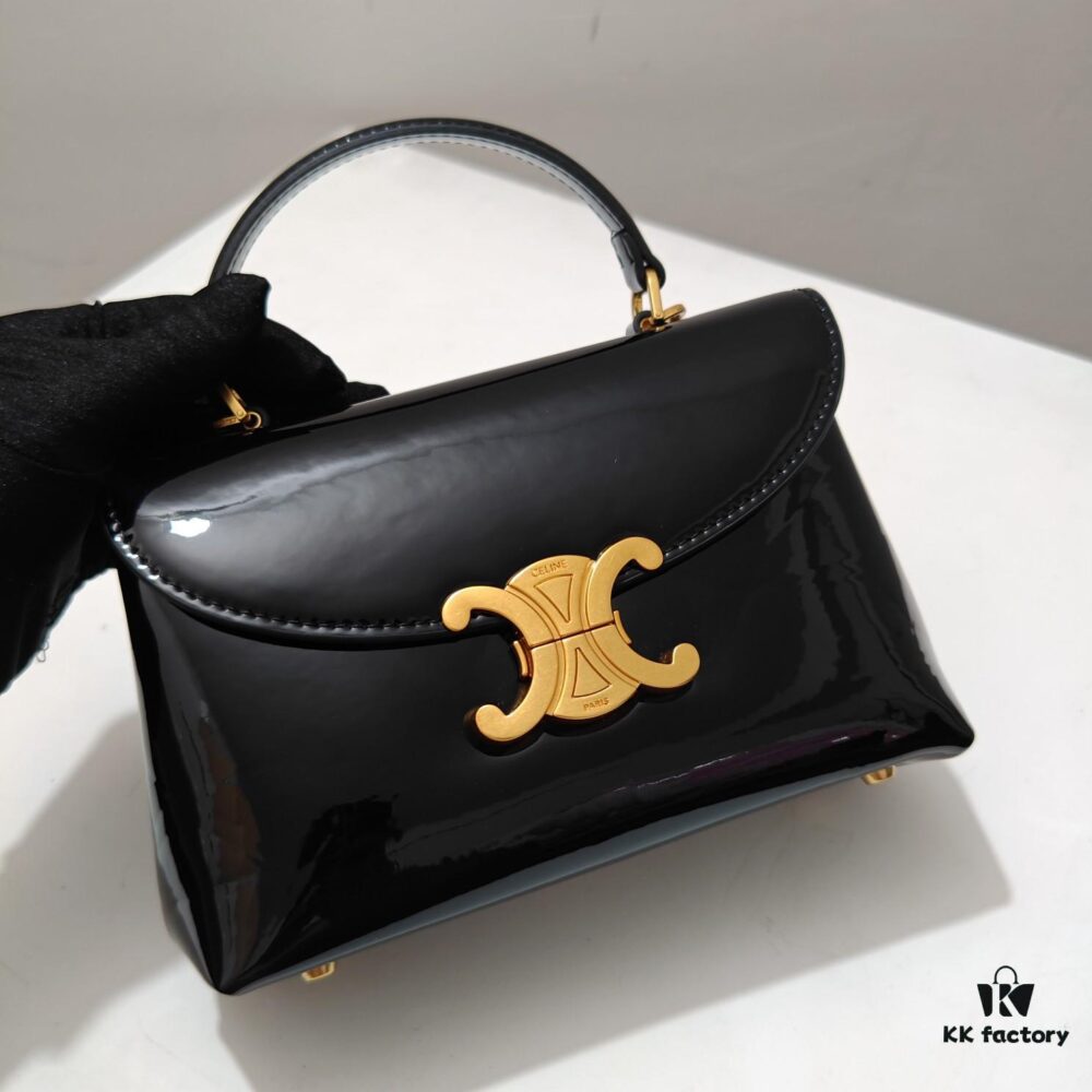 6930ace16e68136f4d9acf50 Upgraded Small Size Release Celine 2024 New Triumph Arch Handbag Patent Leather