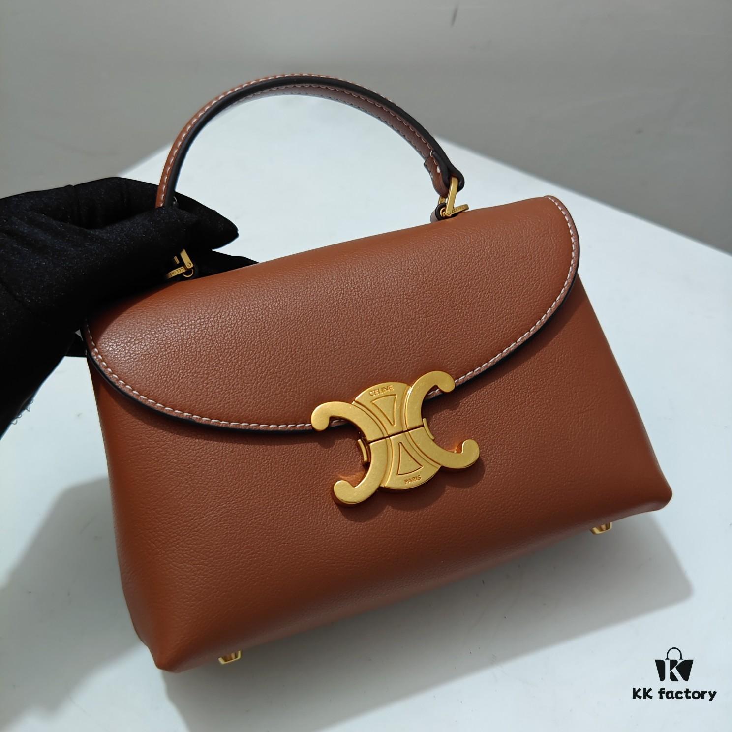 6930acec6e68136f4d9acf67 Top Quality Original Mini Celine 2024 New Triumph Arch Handbag, Crisply Textured Calfskin