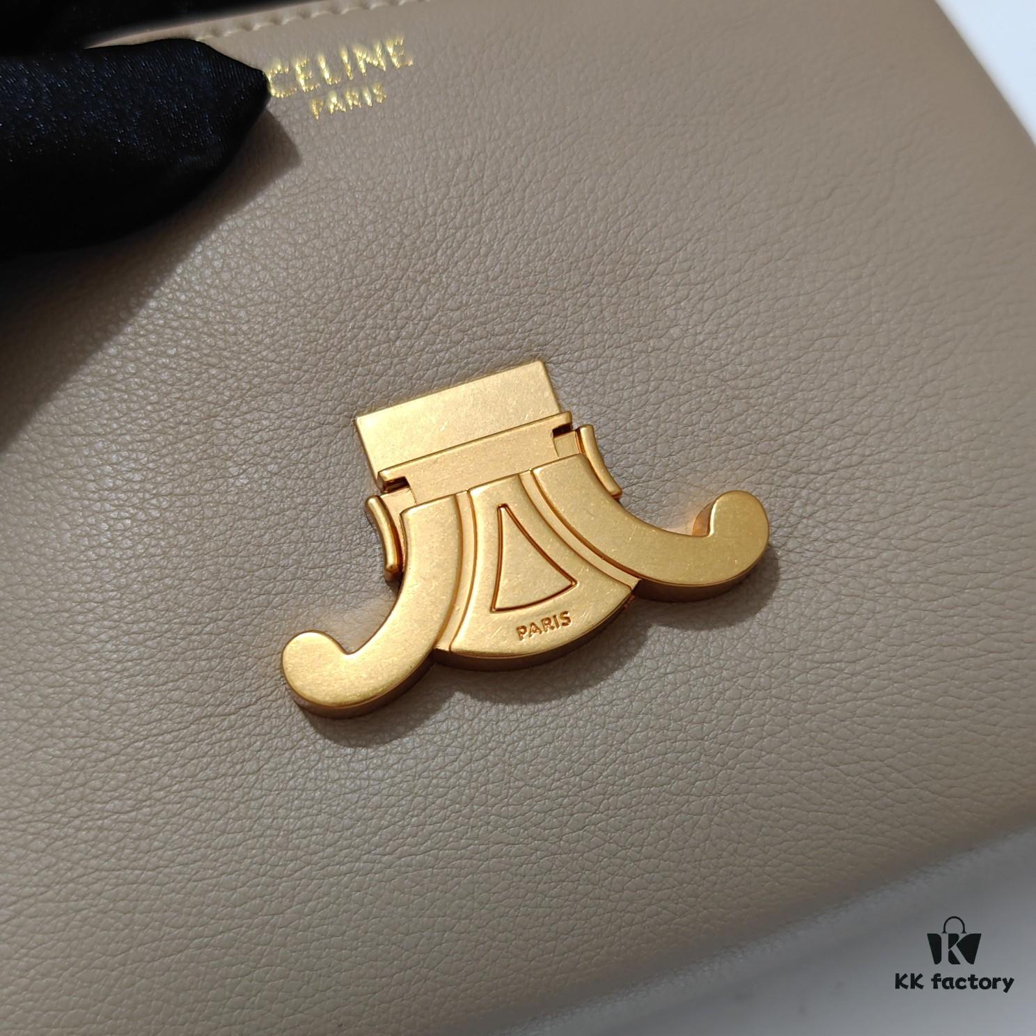 Quality Upgrade Small Size Celine 2024 New Arc Triomphe Bag, Cracked Grain Cowhide Leather