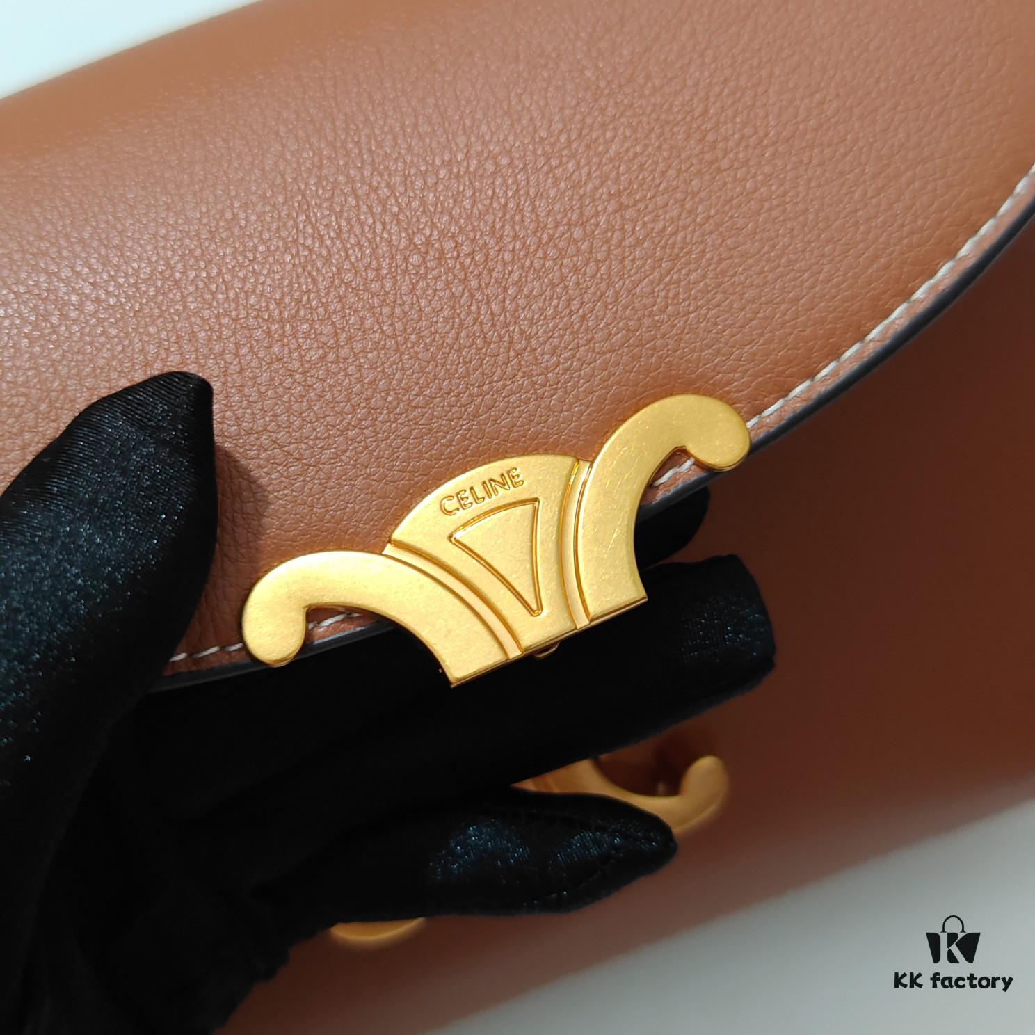 6930acee6e68136f4d9acf6d Top Quality Original Mini Celine 2024 New Triumph Arch Handbag, Crisply Textured Calfskin