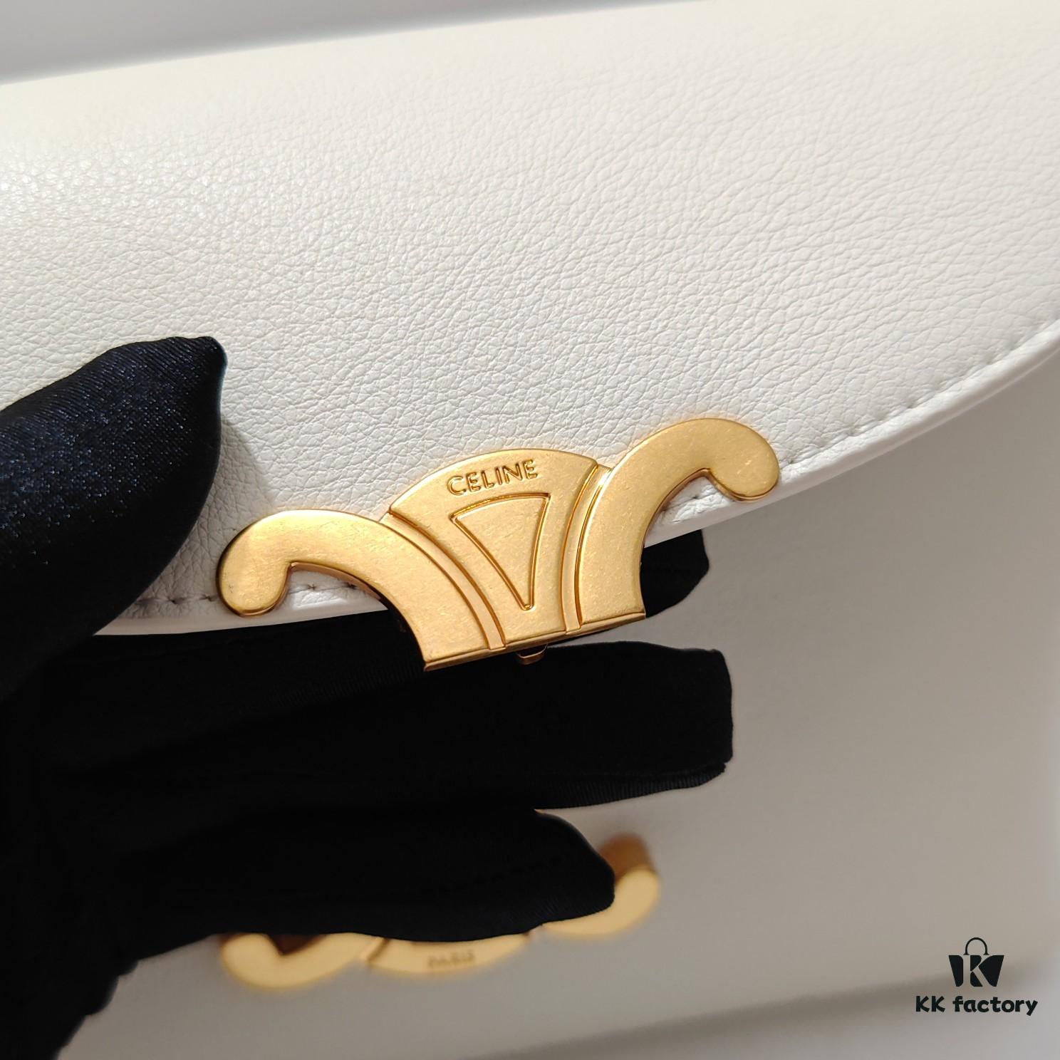Quality Upgrade Small Size Celine 2024 New Archival Bag in Crispy Calf Leather