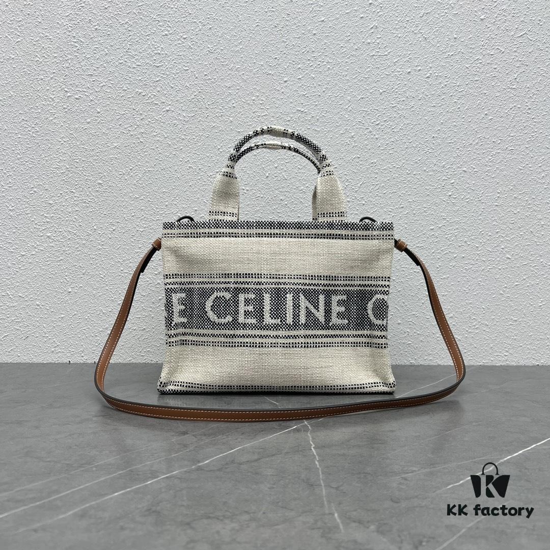 6930ad0f6e68136f4d9acfb6 CABAS THAIS Small Celine Jacquard Striped Fabric Tote Bag - Handheld, Shoulder or Crossbody