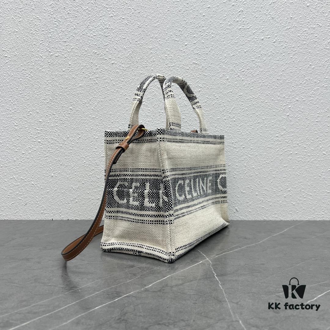 6930ad0f6e68136f4d9acfb7 CABAS THAIS Small Celine Jacquard Striped Fabric Tote Bag - Handheld, Shoulder or Crossbody