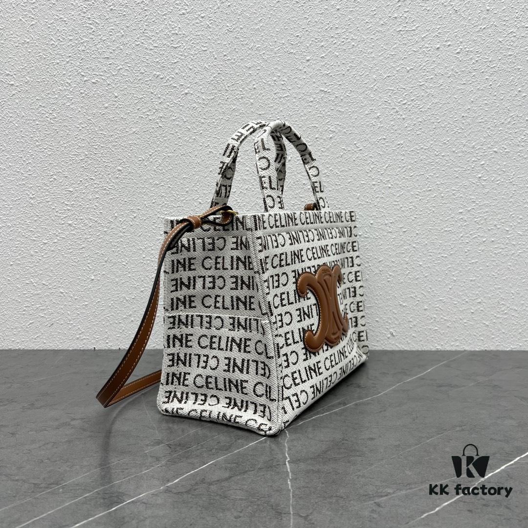 6930ad126e68136f4d9acfbd CELINE CABAS THAIS | New Autumn All-Over Print Fabric Small Tote Bag with Calfskin Trims
