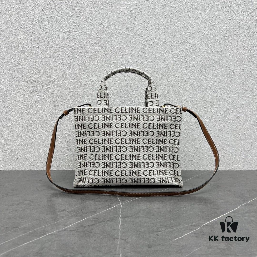 6930ad126e68136f4d9acfbe CELINE CABAS THAIS | New Autumn All-Over Print Fabric Small Tote Bag with Calfskin Trims
