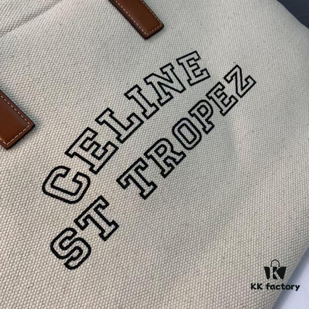 New Arrival 🔅 CABAS CELINE Canvas and Calfskin Crossbody Tote Bag