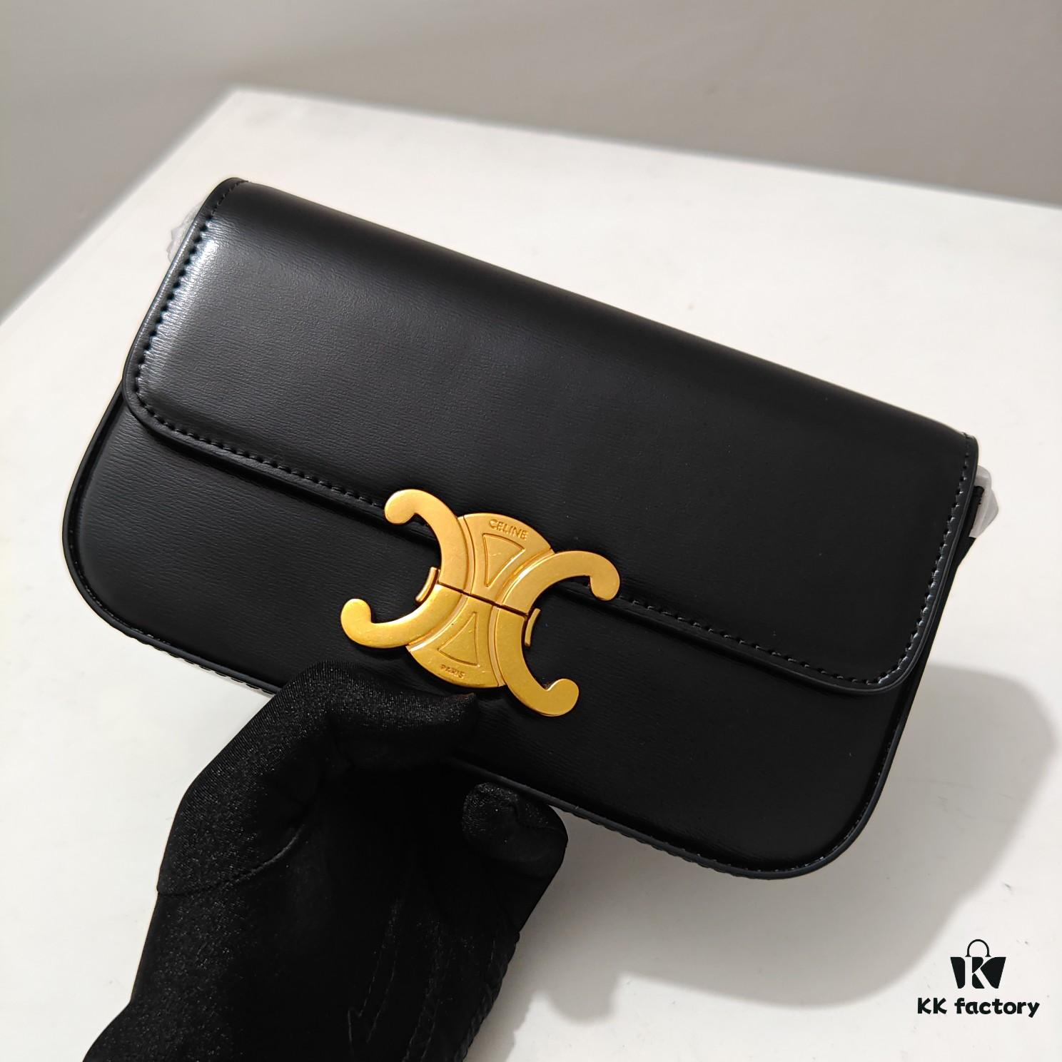 Top Quality Original Celine Triomphe Classic Crossbody Bag, Veined Calfskin Leather, Can Be Carried Underarm, by Hand or Crossbody, Perfect Match in Design and Color, Elegant 3D Structure