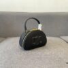 6930ade76e68136f4d9ad182 Celine New Logo Print Half-Moon Mini Bag, Black, Genuine Leather Trim, Adjustable Detachable Strap