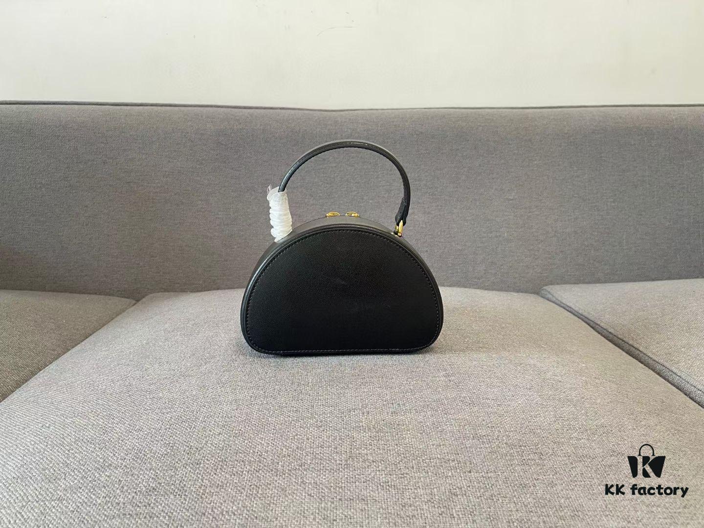 6930ade86e68136f4d9ad186 Celine New Logo Print Half-Moon Mini Bag, Black, Genuine Leather Trim, Adjustable Detachable Strap