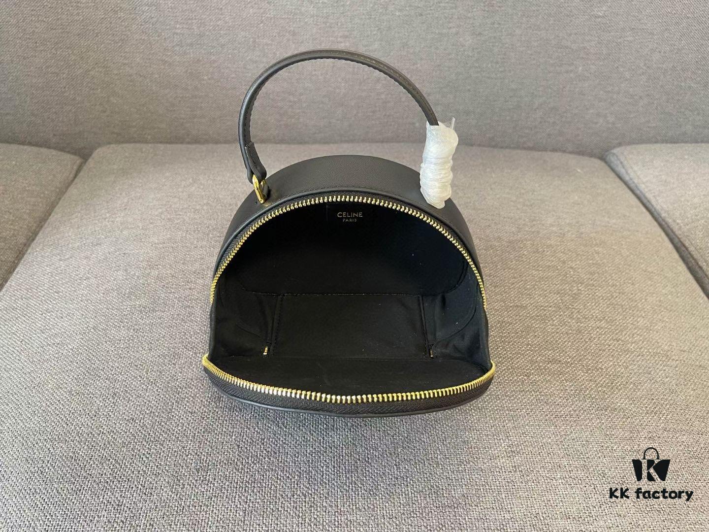 6930adea6e68136f4d9ad188 Celine New Logo Print Half-Moon Mini Bag, Black, Genuine Leather Trim, Adjustable Detachable Strap