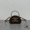 6930adeb6e68136f4d9ad189 Celine New Logo Printed Half-Moon Bag - Mini Leather Handbag with Adjustable Strap