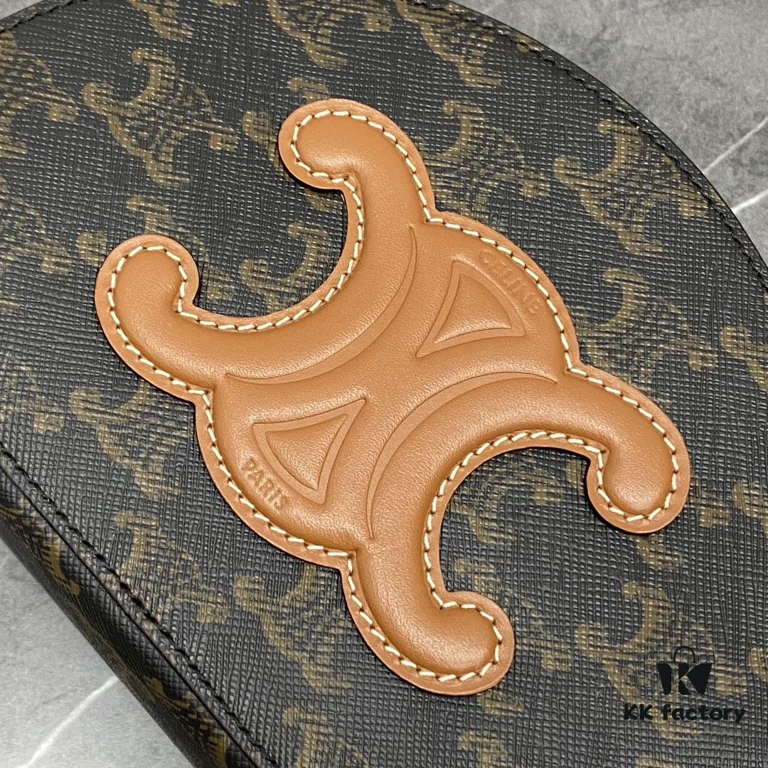 6930aded6e68136f4d9ad18d Celine New Logo Printed Half-Moon Bag - Mini Leather Handbag with Adjustable Strap