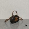 6930adef6e68136f4d9ad193 Celine New Logo Printed Half-Moon Bag - Mini Leather Handbag with Adjustable Strap