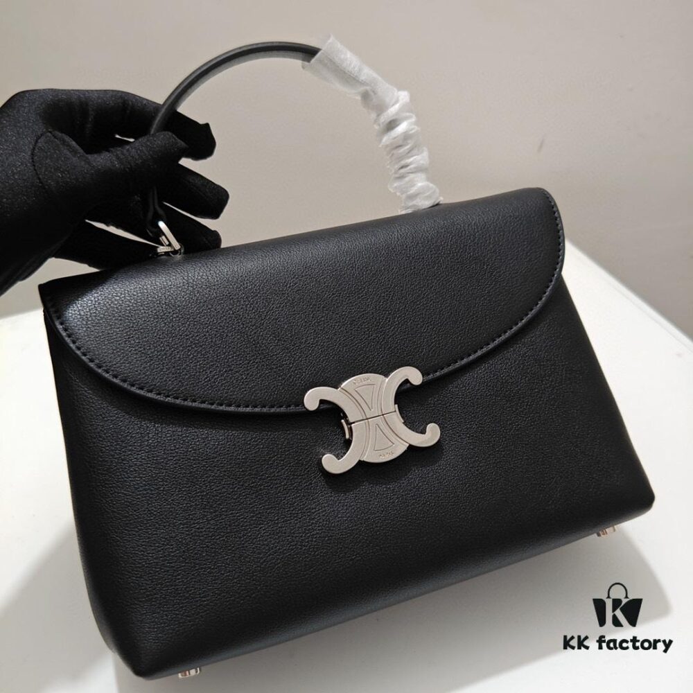 6930ae446e68136f4d9ad22a Top-Grade Cowhide, Crinkle Grain Leather, Celine 2024 New Arrival Arc Triomphe Bag, Minimalist and Elegant Design in Large Size 25cm
