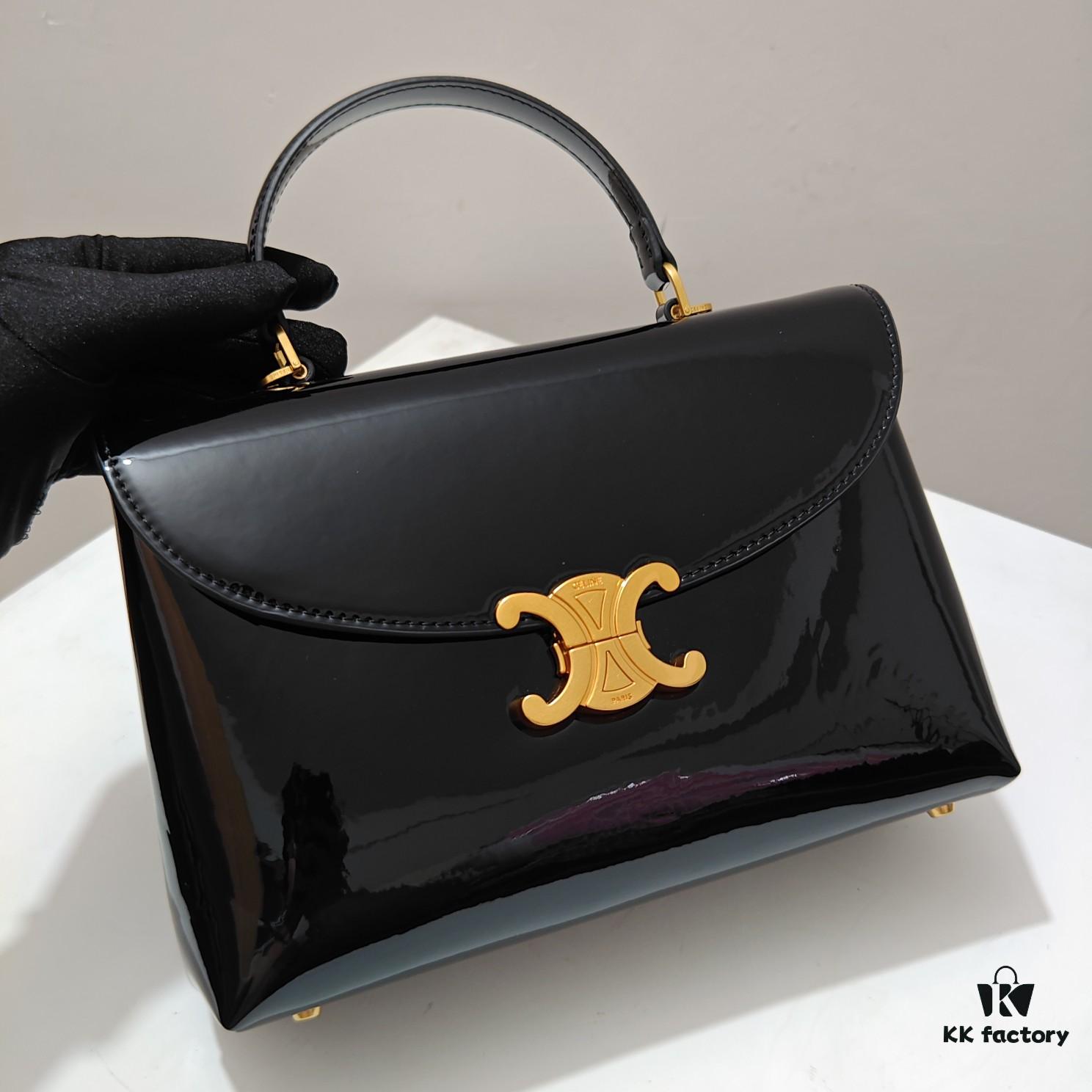 6930ae4c6e68136f4d9ad23c Top-Grade Cowhide New Style Patent Leather Celine 2024 Avant Bag Large 25cm