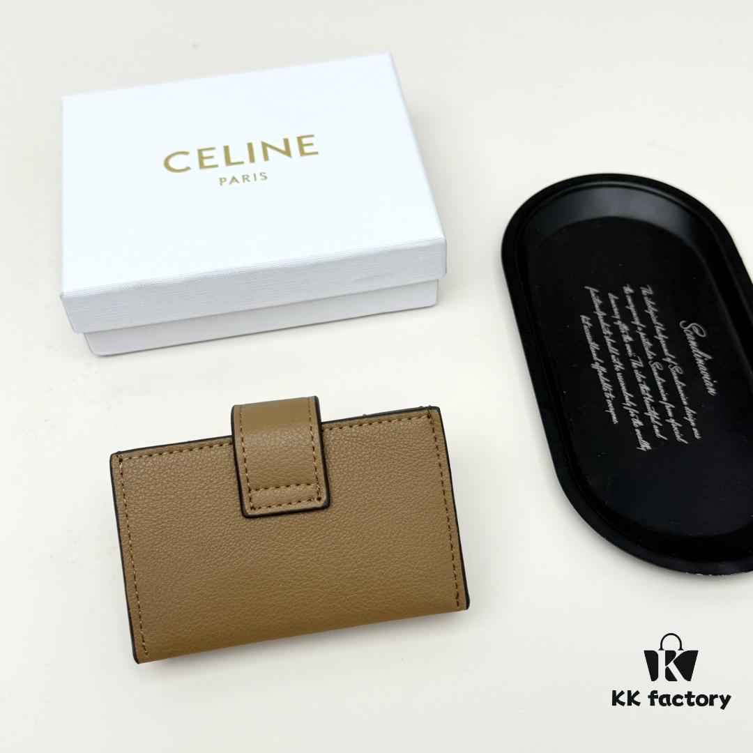 6930ae706e68136f4d9ad279 Celine 794 Black Brown Smoke Grey 10.5*6 Accordion Fold Card Holder