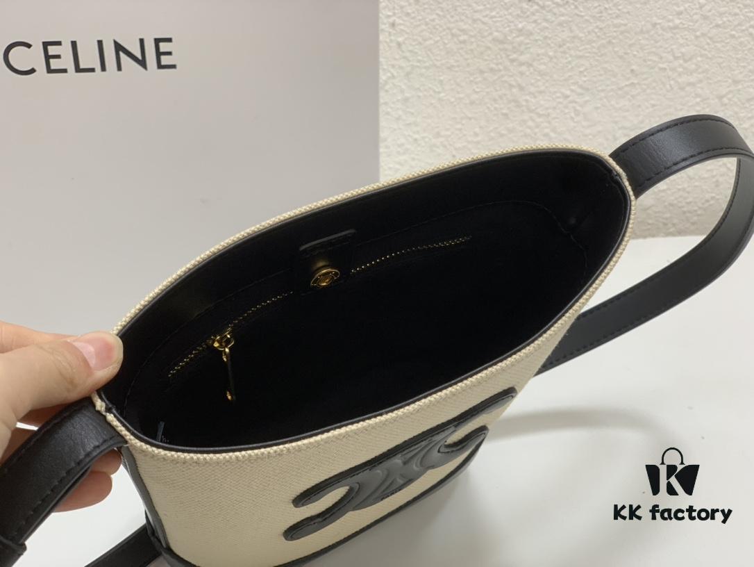 Celine Extra Mini Bucket Bag, New Arrival for Early Spring, Delicately Compact with Canvas and Cowhide Leather, Fits Phone and Small Essentials