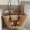6930aec96e68136f4d9ad2f1 Celine Wicker Handwoven Raffia Bag, Official Website Style, Essential for Summer Beach Travel