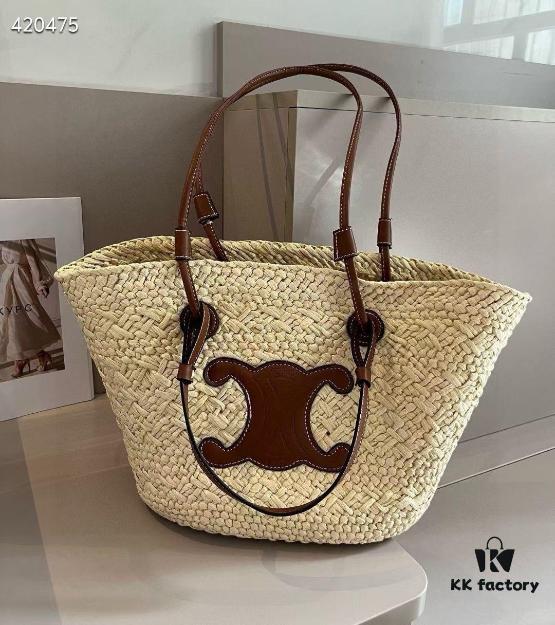 6930aece6e68136f4d9ad2fa Celine Woven Raffia Handbag, Official Website Style, Summer Beach Essential