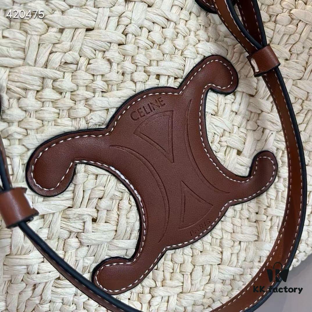 6930aed06e68136f4d9ad301 Celine Woven Raffia Handbag, Official Website Style, Summer Beach Essential