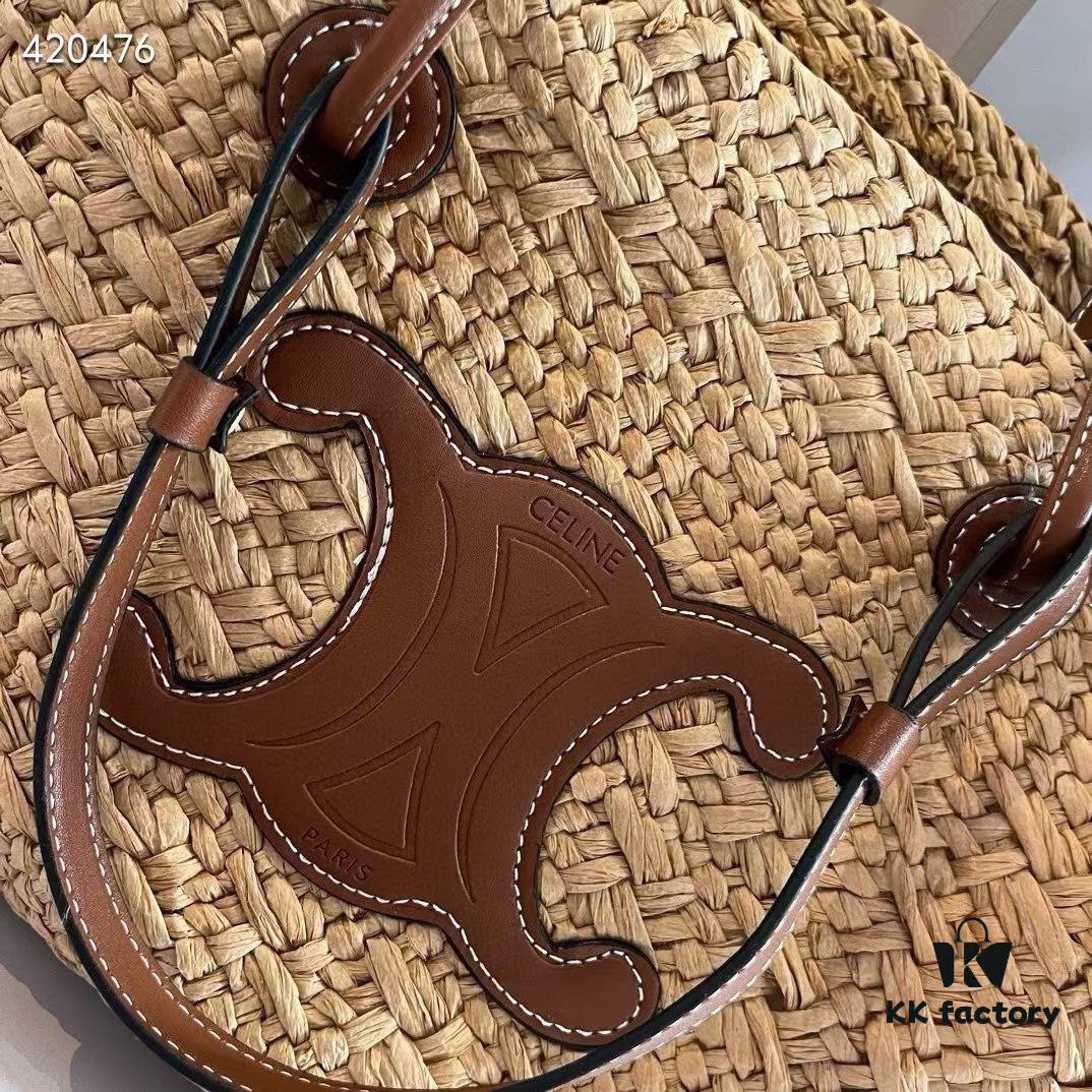 6930aed46e68136f4d9ad303 Celine Wicker Handwoven Raffia Bag, Official Website Style, Essential for Summer Beach Travel