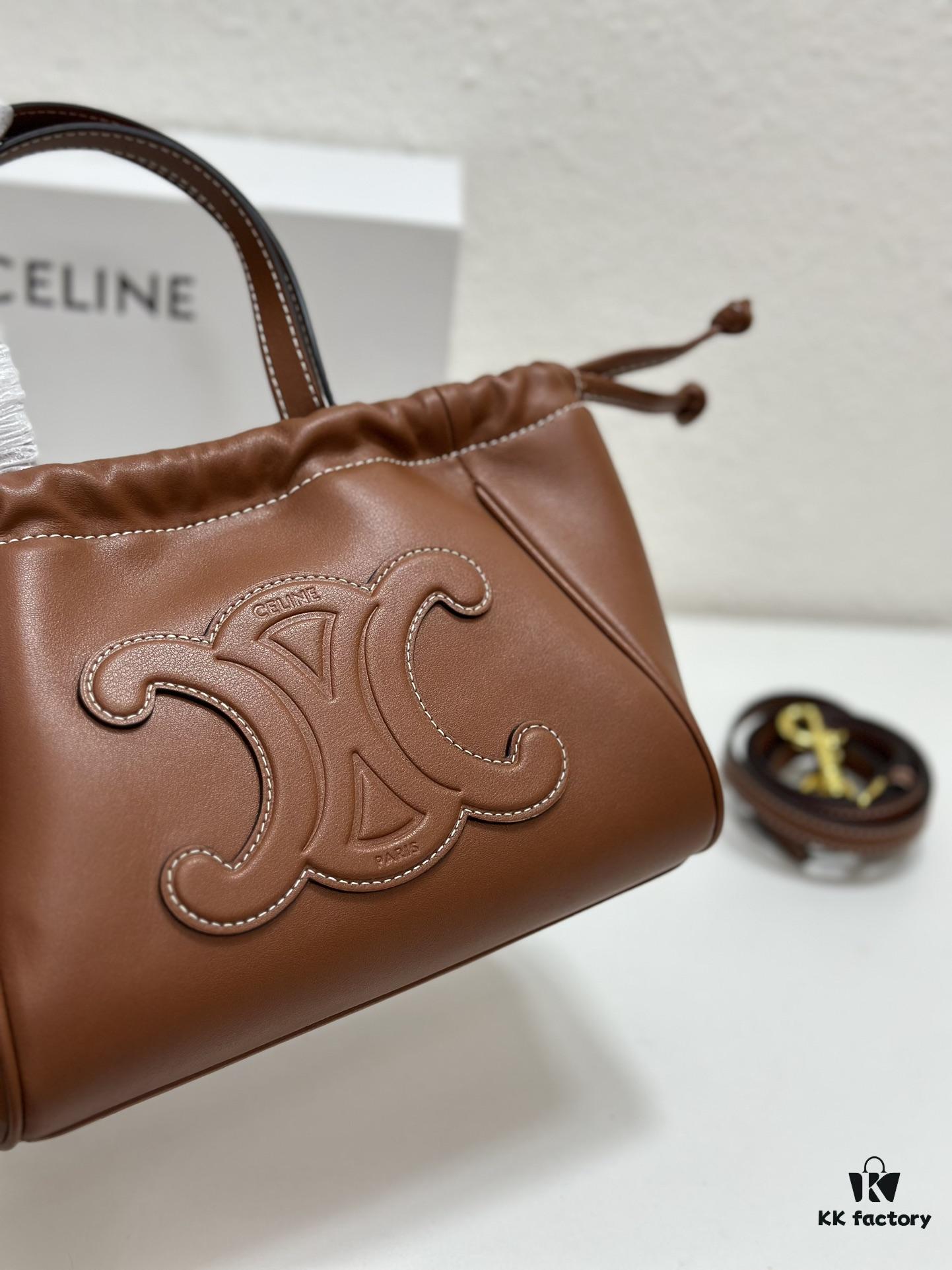 6930aefa6e68136f4d9ad341 CELINE | Mini Smooth Calfskin Drawstring Tote in Vintage Caramel - Newest MINI CUIR CABAS