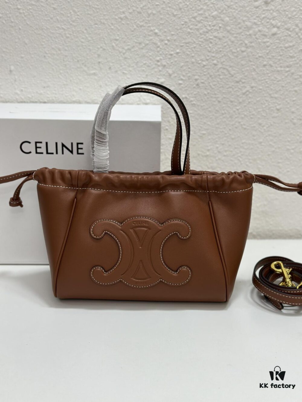 6930aefa6e68136f4d9ad342 CELINE | Mini Smooth Calfskin Drawstring Tote in Vintage Caramel - Newest MINI CUIR CABAS