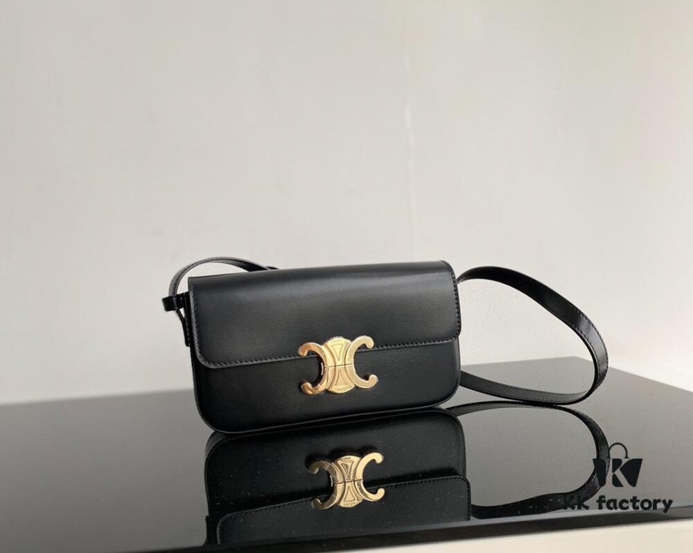 6930af106e68136f4d9ad369 CELINE 2024 Spring/Summer New Arrival TRIOMPHE Signature Grain Calfskin Shoulder Bag, Triumph Armpit Bag with Calfskin Trim and Lambskin Lining, Flat Interior Pocket, Adjustable Leather Strap 20cm