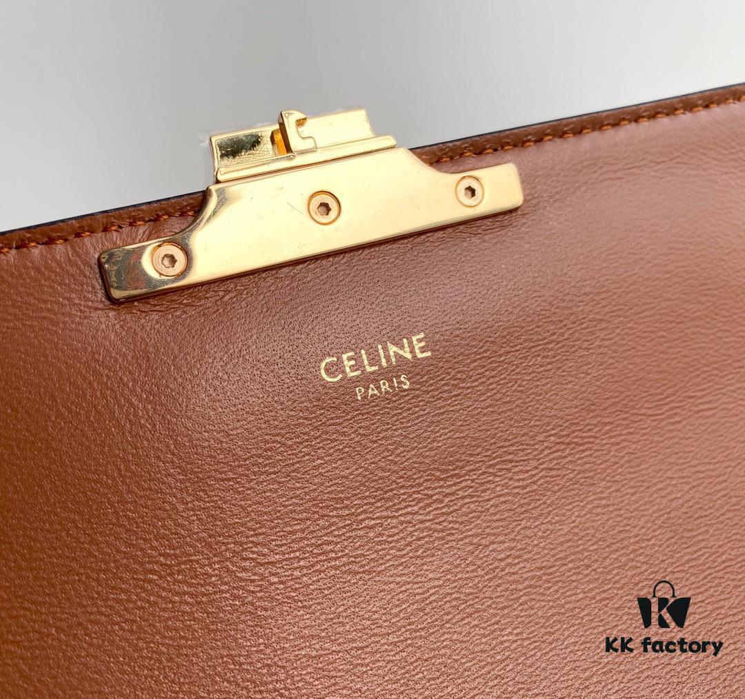 6930af116e68136f4d9ad36a CELINE 2024 Spring-Summer New Arrival TRIOMPHE Logo Printed Cowhide Leather Shoulder Bag, Triumph Armpit Bag, Cowhide Trim, Lambskin Lining, Interior Flat Pocket, Adjustable Leather Shoulder Strap (Length: 20cm)