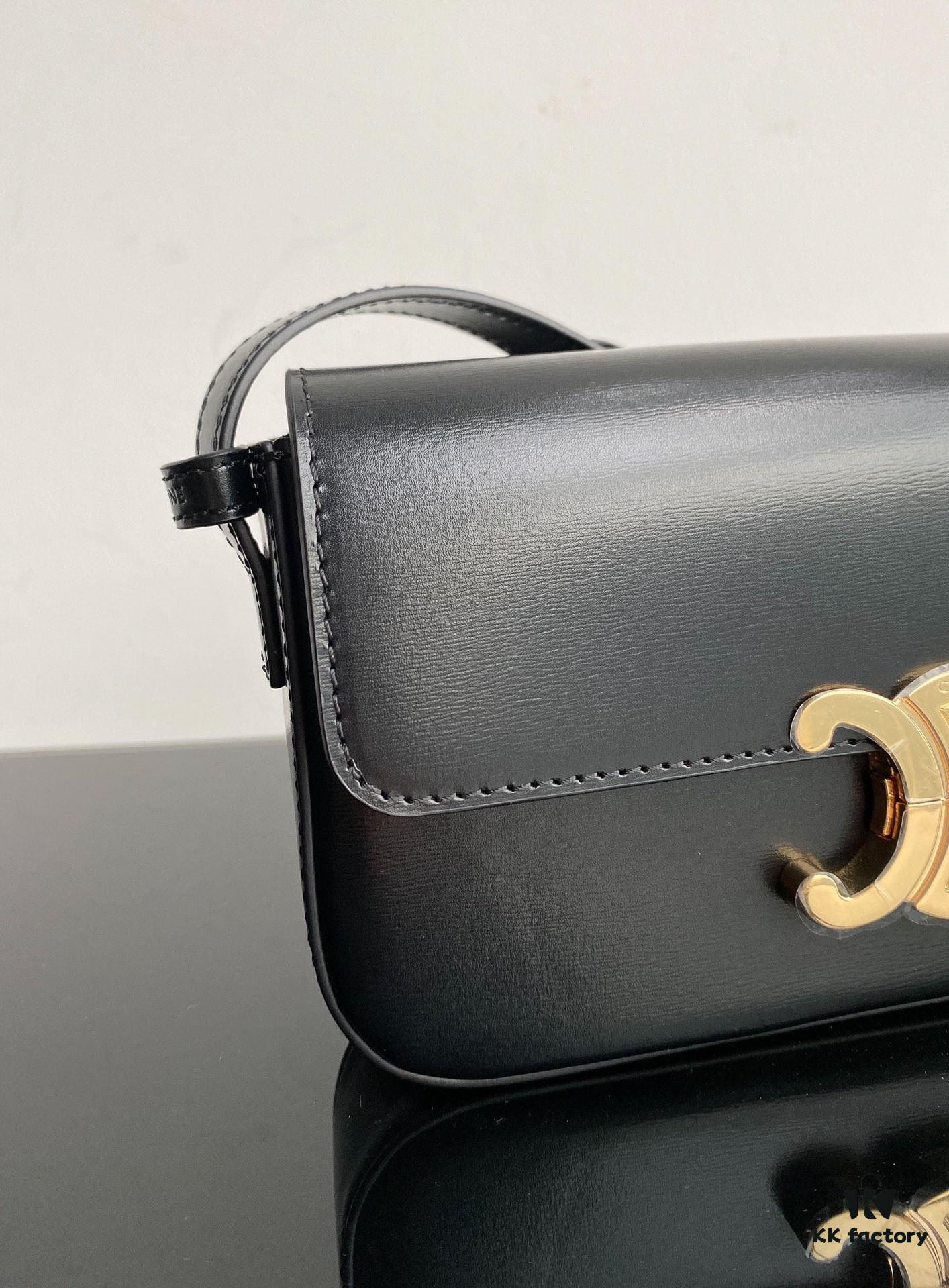 6930af126e68136f4d9ad36d CELINE 2024 Spring/Summer New Arrival TRIOMPHE Signature Grain Calfskin Shoulder Bag, Triumph Armpit Bag with Calfskin Trim and Lambskin Lining, Flat Interior Pocket, Adjustable Leather Strap 20cm