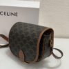 6930af1c6e68136f4d9ad37d CELINE TRIOMPHE FOLCO High-Quality Saddle Bag, Arch-inspired Design, Brown Trim, Cowhide Leather, Dimensions: 18 x 16 x 10 cm