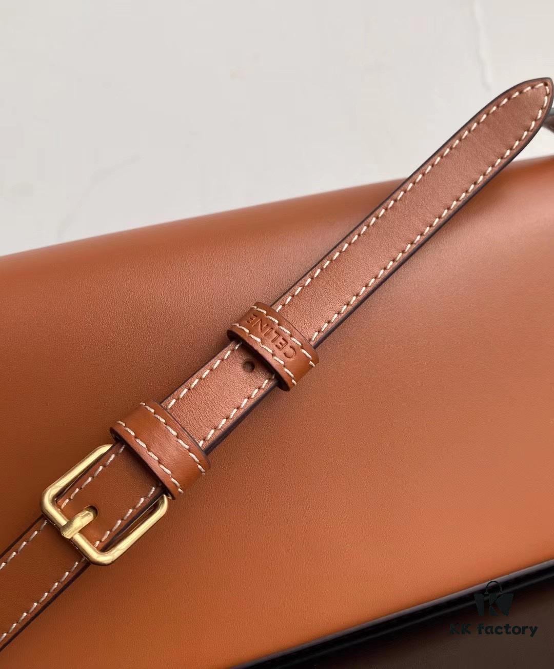 6930af1c6e68136f4d9ad37f CELINE 2024 Spring/Summer New Arrival TRIOMPHE Logo Embossed Smooth Calfskin Shoulder Bag, Triomphe Armpit Bag with Cowhide Edging, Lambskin Lining, Flat Interior Pocket, Adjustable Leather Shoulder Strap (20cm Length)